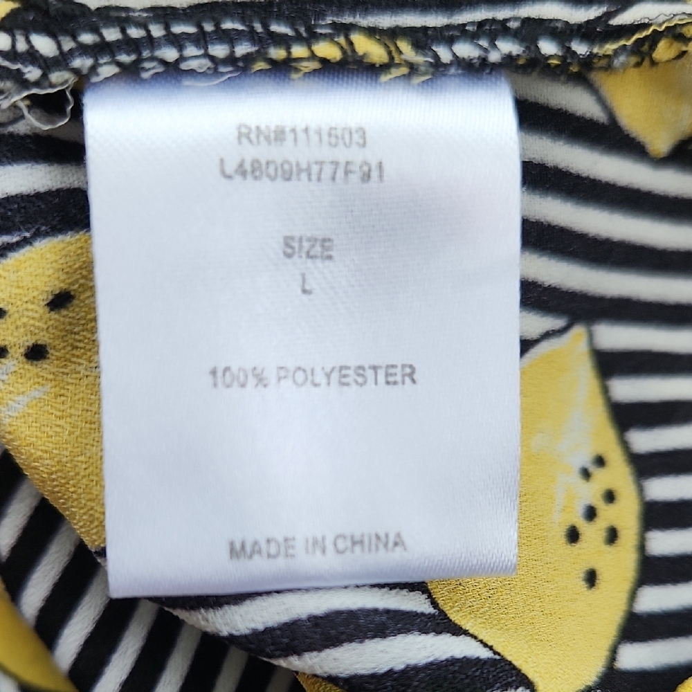 Lily White Off Shoulder Lemon Print Blouse Yellow Black Large - Picture 4 of 6